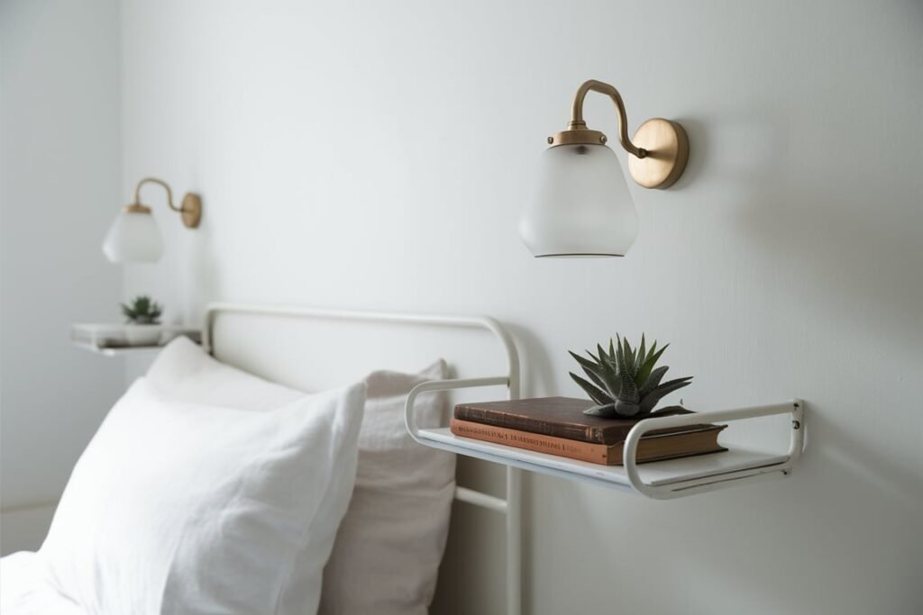 Minimalist White Sconce with Plant Shelf
