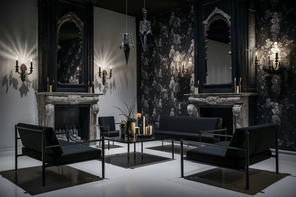 Modern Gothic Living Room with Minimalist Design
