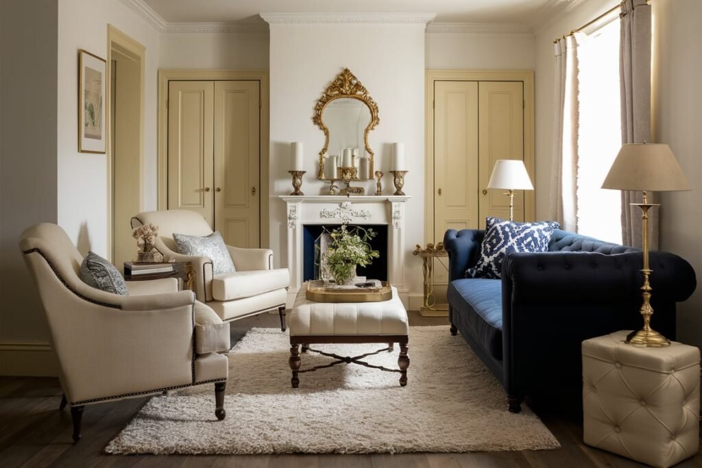 Navy and Cream Living Room Essentials
