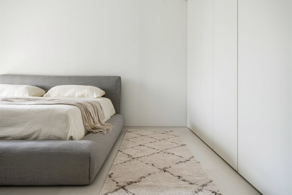 Neutral Diamond Pattern Runner for Minimalist Bedrooms
