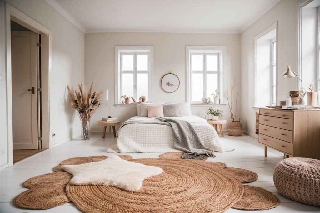 Neutral Jute and Cream Faux Fur for Scandinavian Style