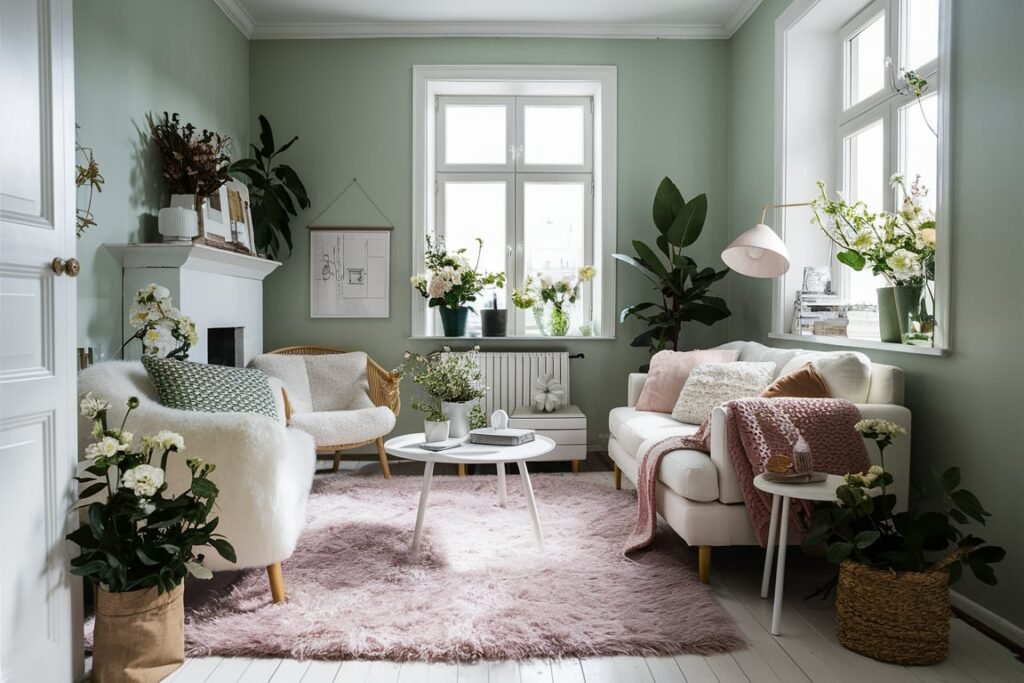 Pastel Green and White Scandinavian Style
