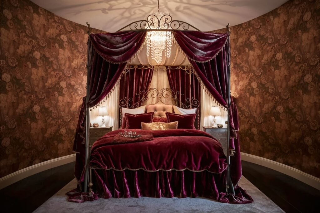 Romantic Velvet and Floral Princess Bedroom
