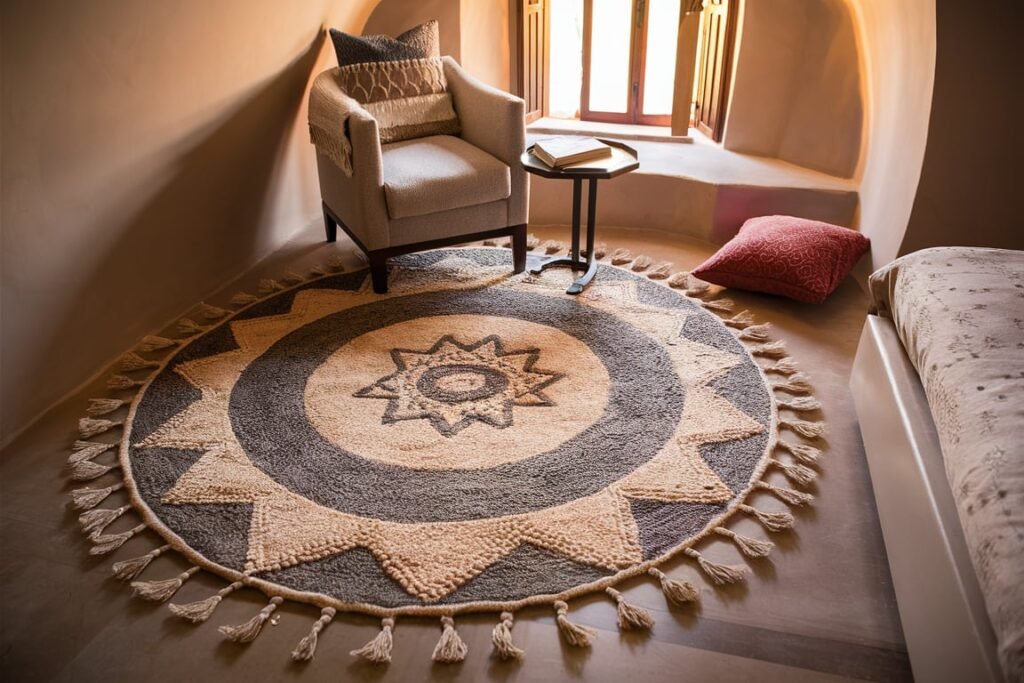 Round Moroccan Rug for Small Bedrooms
