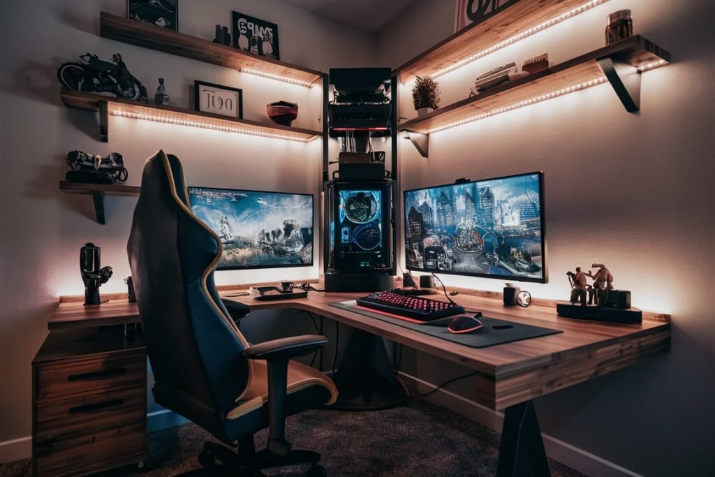 Space-Saving L-Shaped Desk Setup
