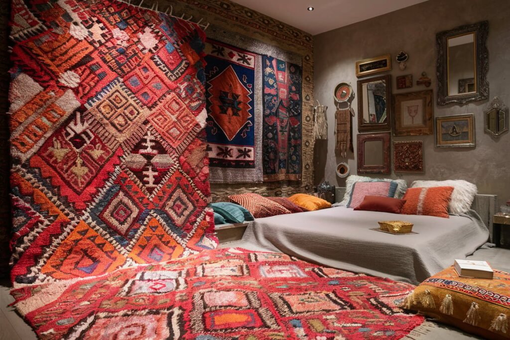 Vibrant Moroccan Rug for Boho Bedrooms