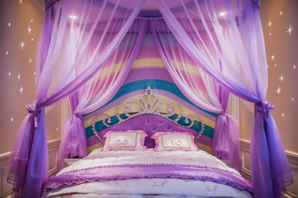 Whimsical Canopy Bed with Starry Walls