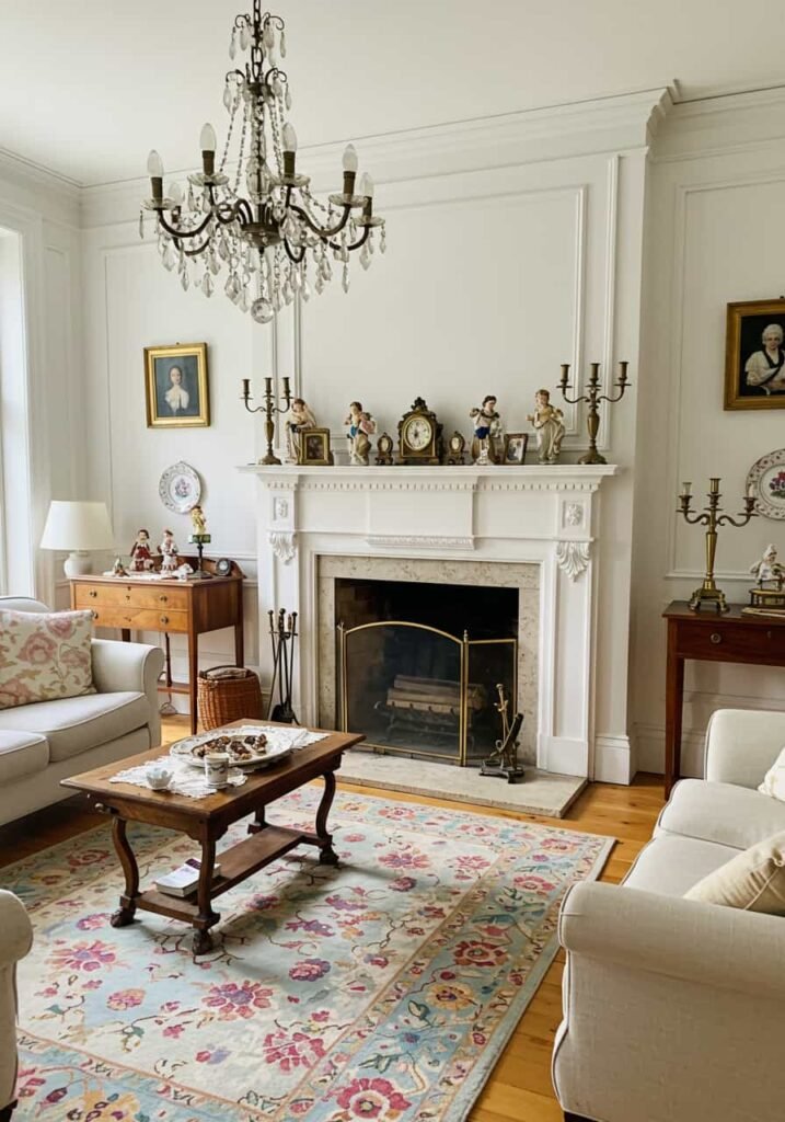 Bright Living Room with Antique Decor