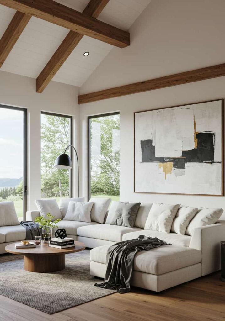 Contemporary Farmhouse with Modern Artwork