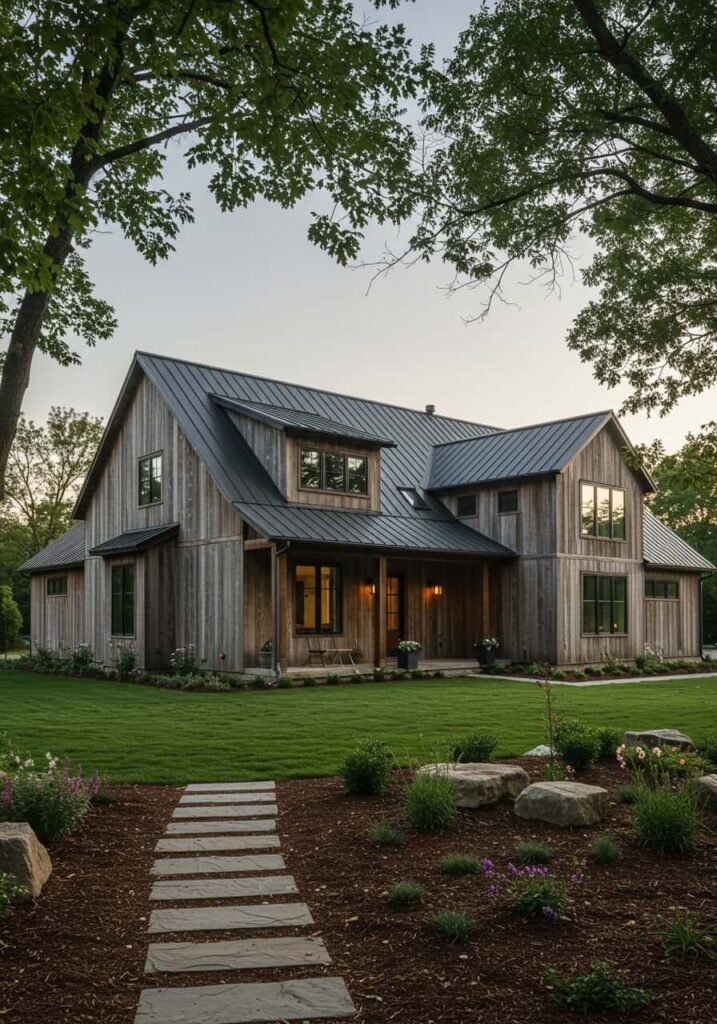 Contemporary Farmhouse with Statement Lighting
