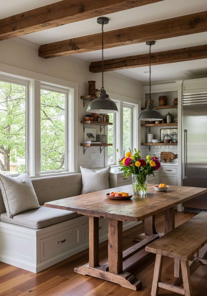 Cozy Kitchen with Built-In Bench Seating
