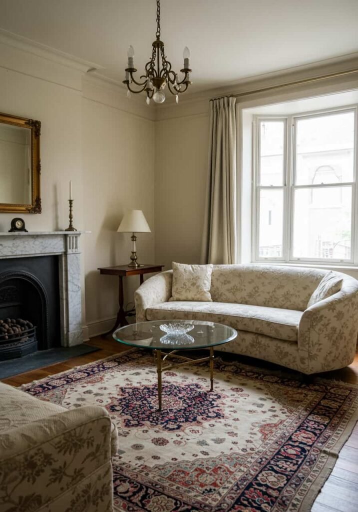 Elegant Living Room with Curved Sofa
