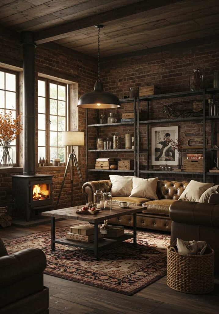 Industrial Accents with Farmhouse Warmth
