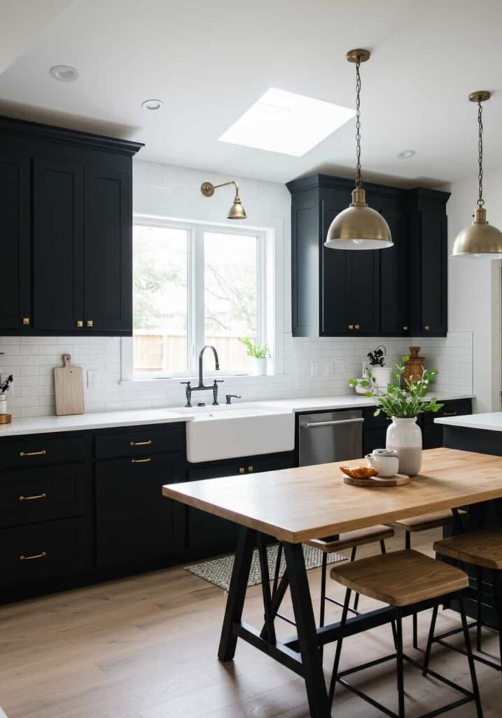 Modern Farmhouse Kitchen with a Black and White Color Schem