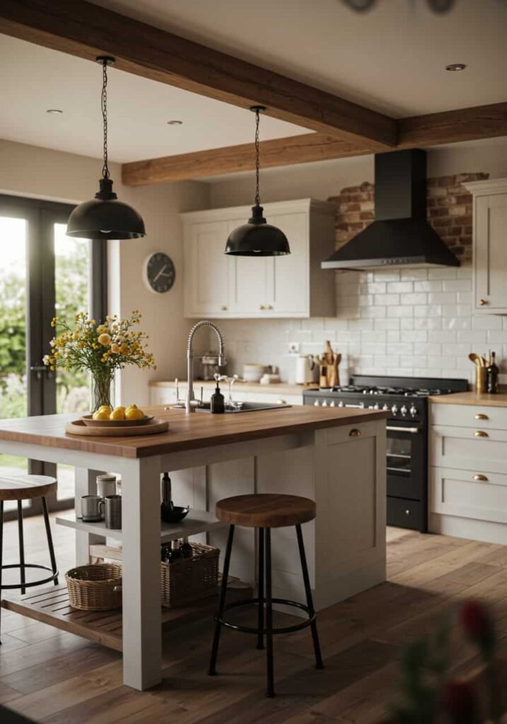 Open-Concept Farmhouse Kitchen Blending Contemporary Minimalism