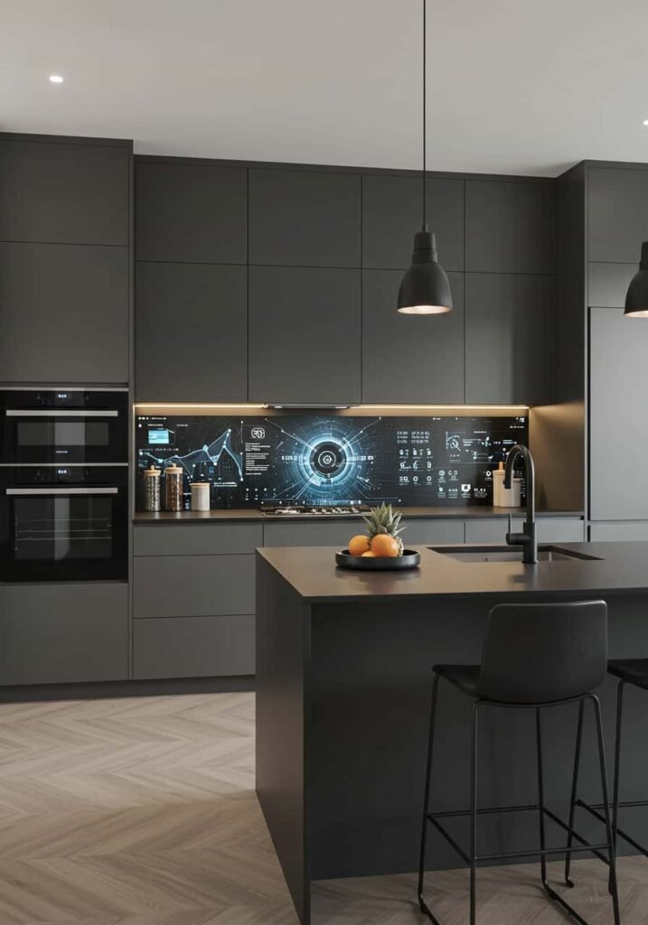 Smart Luxury Kitchen with High-Tech Features
