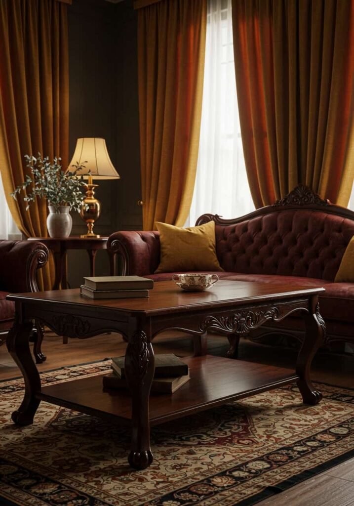 Timeless Living Room with Mahogany Furniture
