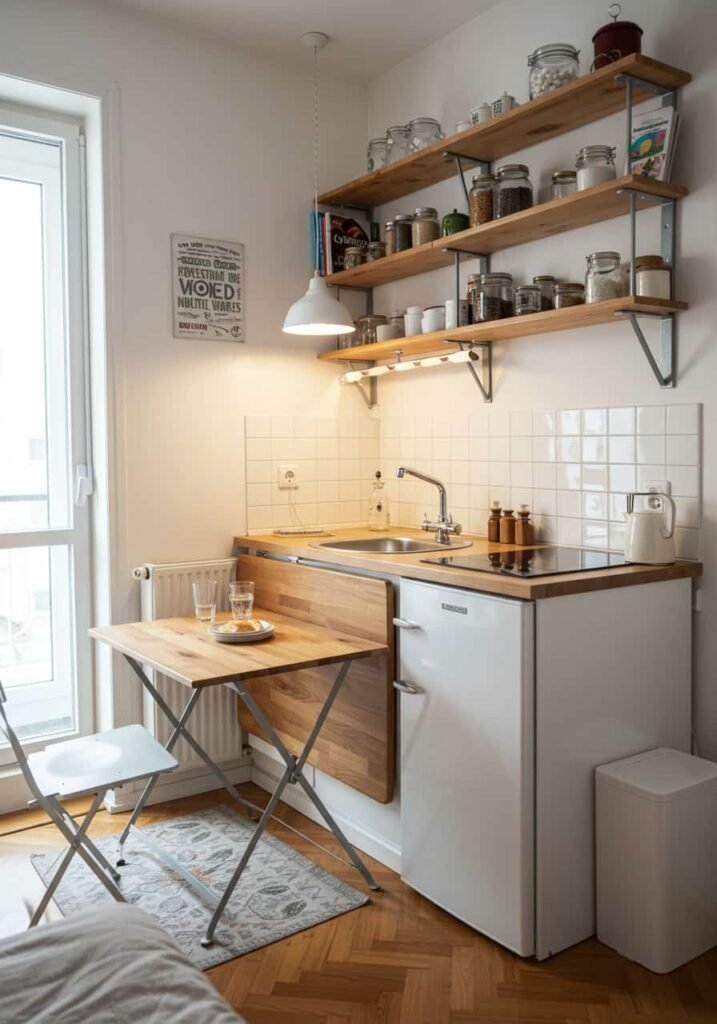 Tiny Studio Kitchen with Space-Saving Design
