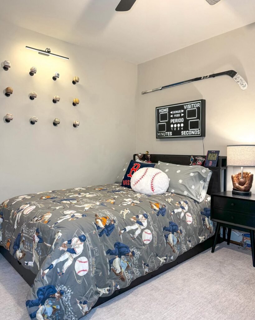 Baseball-Themed Bedroom for Sports Fans
