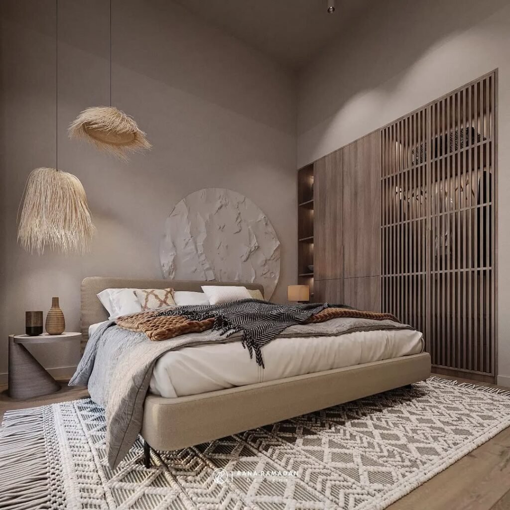 Boho Minimalist Bedroom with Earthy Tones

