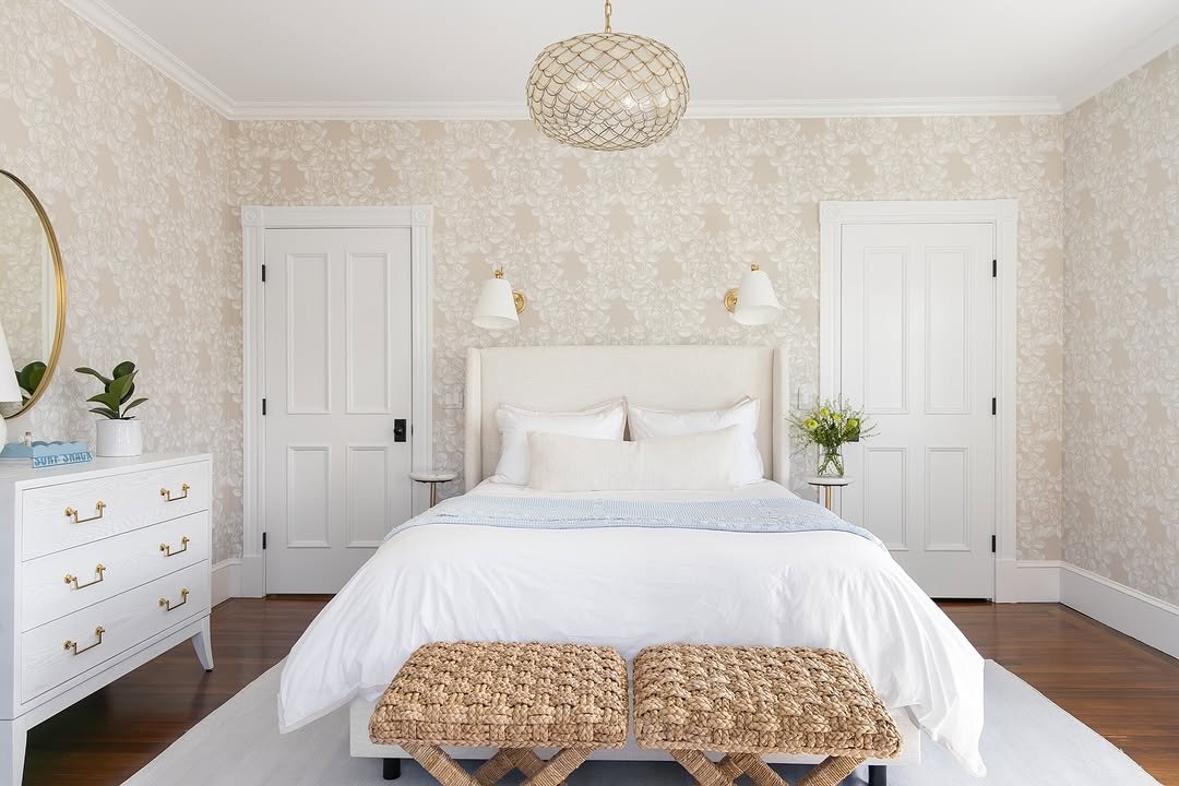 Bright & Airy Coastal Bedroom with Classic Charm