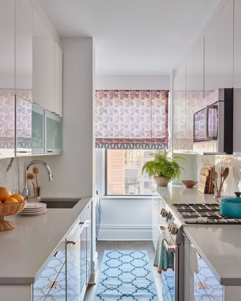 Bright and Chic Galley Kitchen with Modern Elegance
