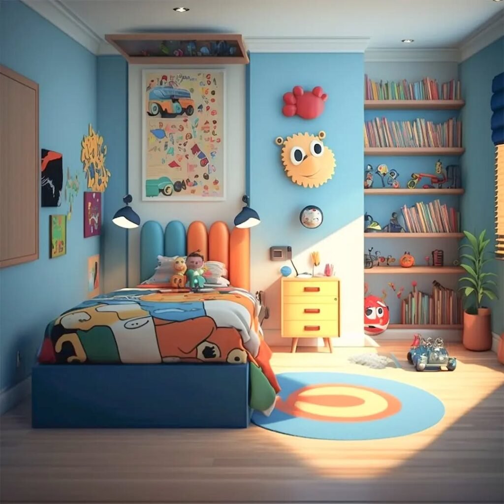 Bright and Playful Cartoon-Themed Toddler Bedroom
