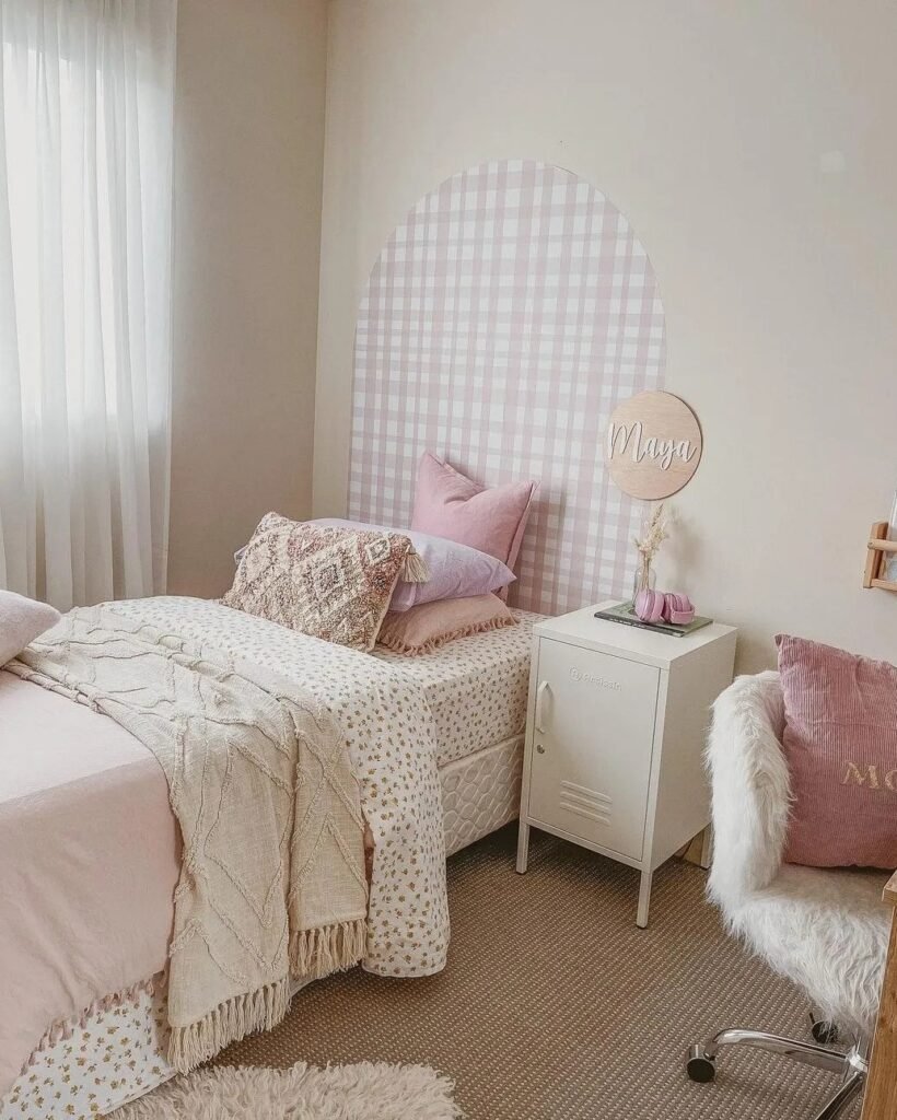 Charming Pink Gingham Bedroom for a Cozy Touch
