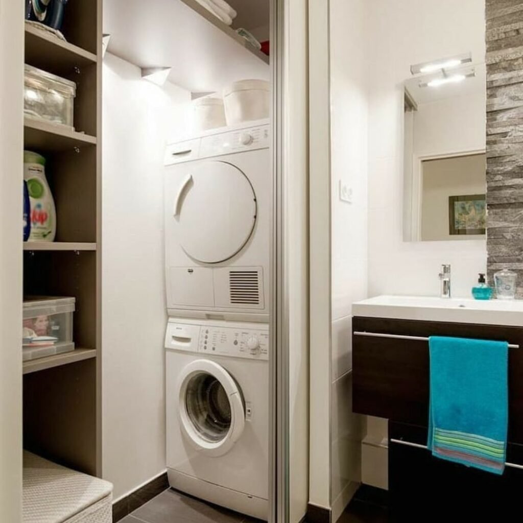 Compact Laundry Nook in a Bathroom