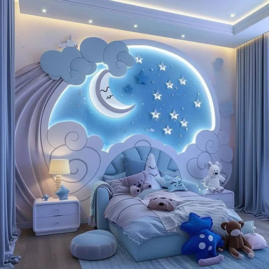 Dreamy Night Sky-Themed Kids' Bedroom
