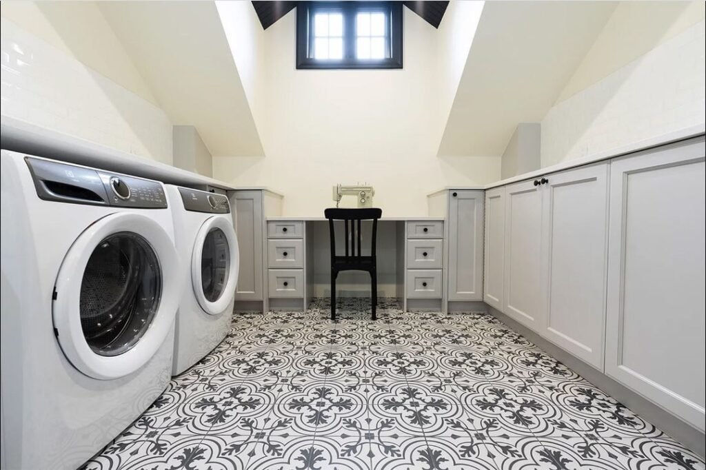 Elegant and Functional Attic Laundry Room
