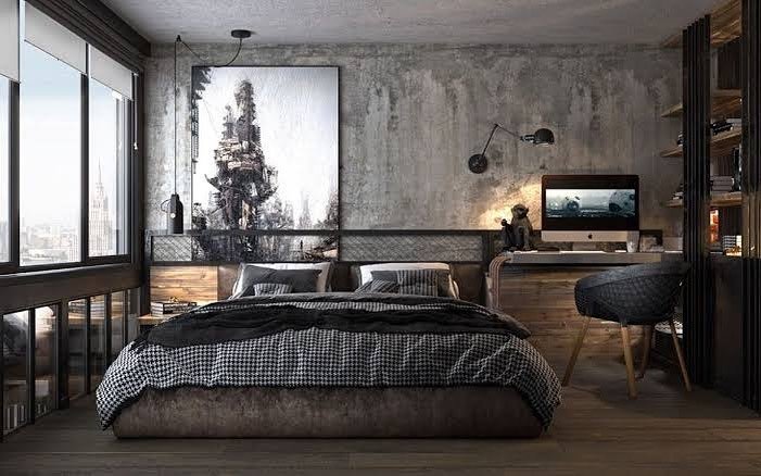 Industrial Loft Bedroom with Raw Aesthetic
