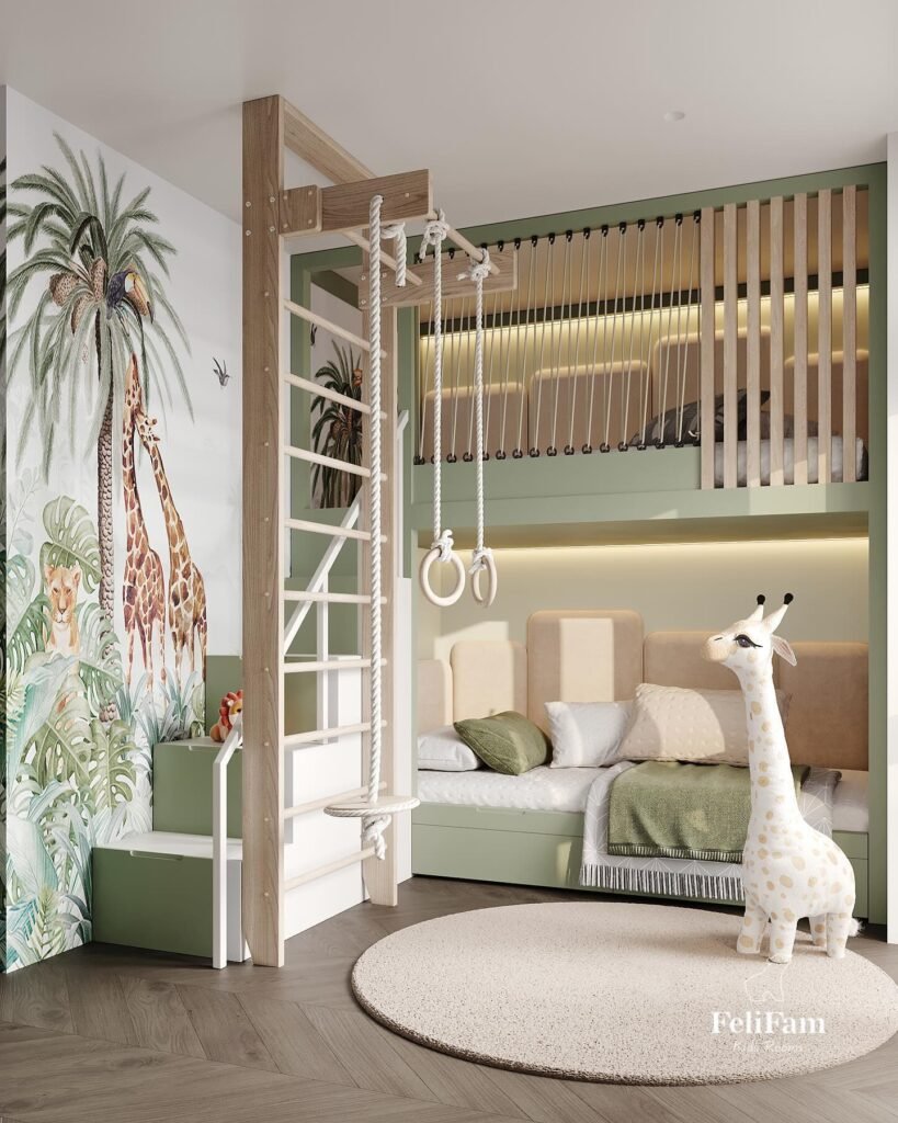 Jungle-Themed Adventure Bedroom for Kids
