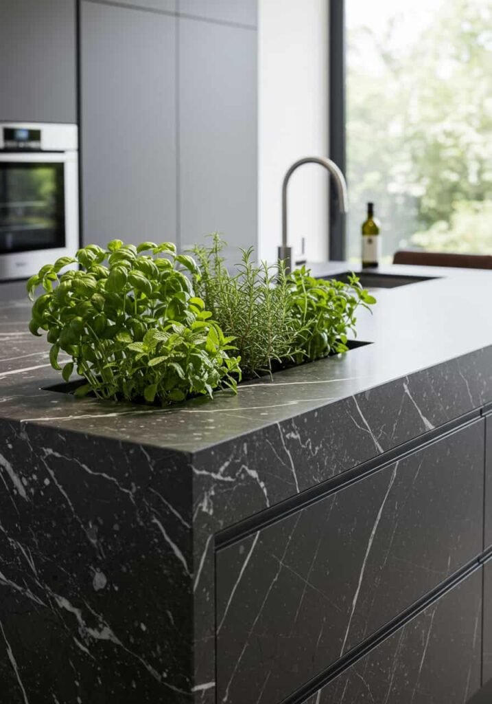 Kitchen Island with Built-in Herb Garden
