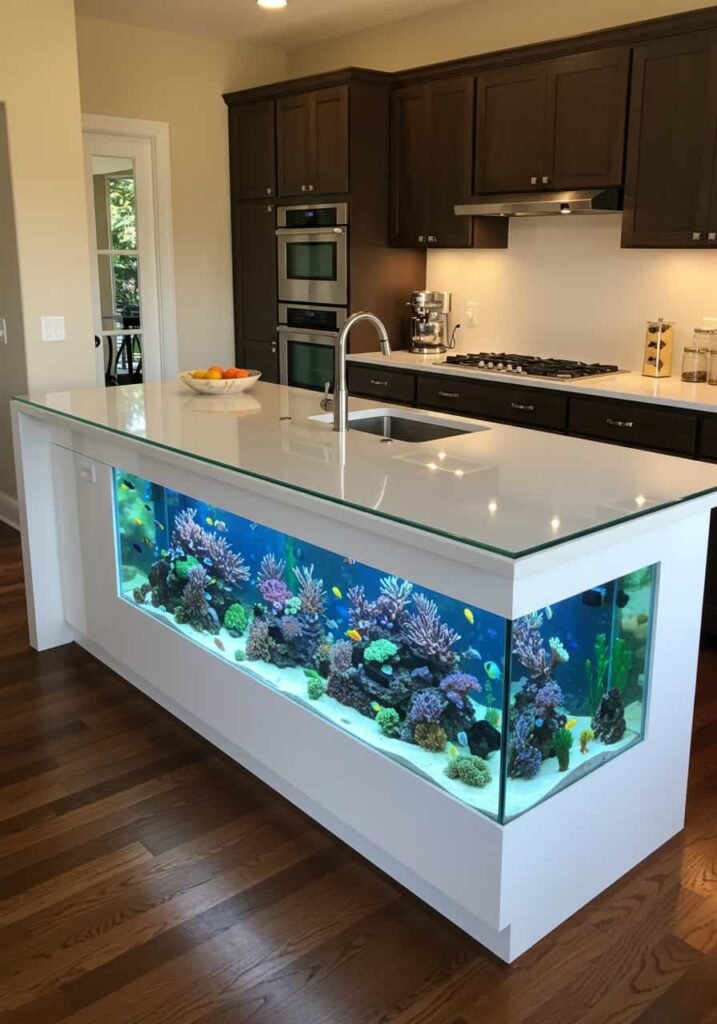 Kitchen Island with an Aquarium Base
