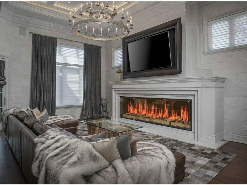 13-Luxurious Living Room with Grand Fireplace Ambiance