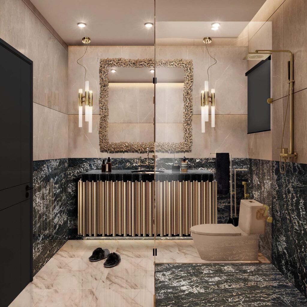 Luxurious Marble Bathroom with Opulent Accents
