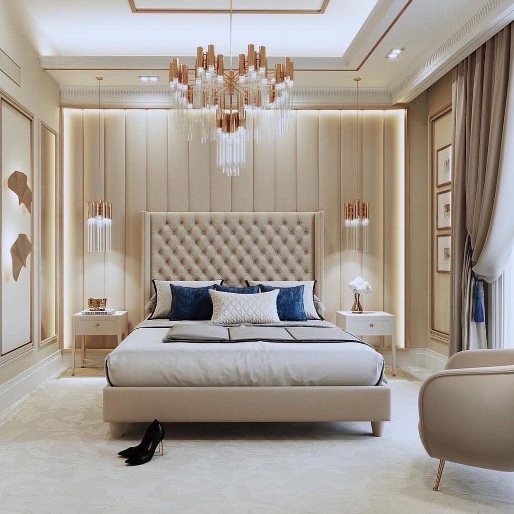 4-Luxurious Modern Bedroom with Gold Accents