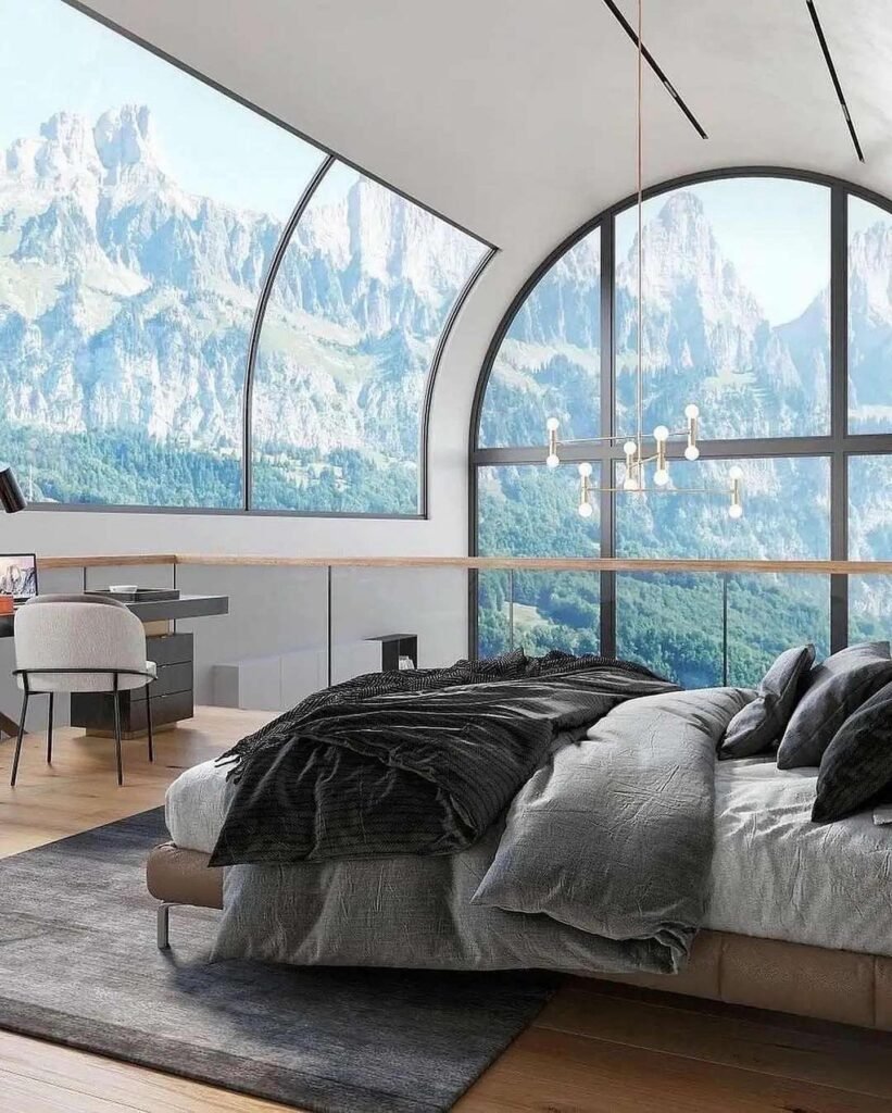 6-Luxury Mountain View Bedroom with Panoramic Windows