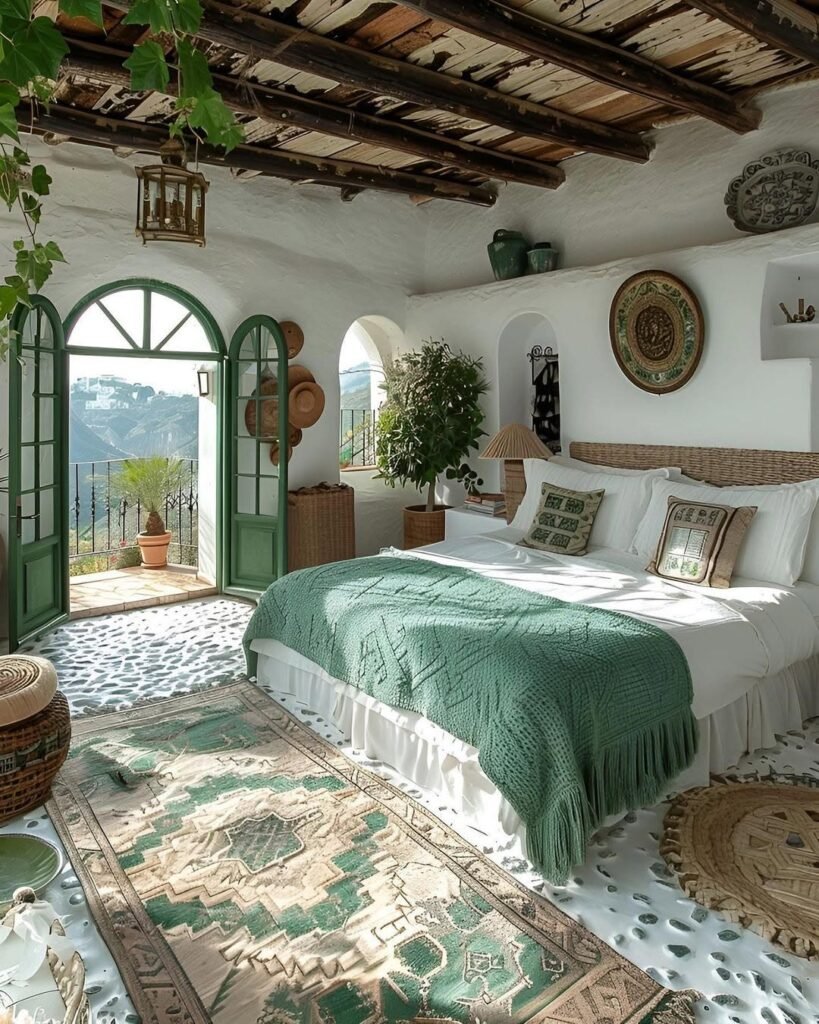 Mediterranean Boho Bedroom A Tranquil Nature-Inspired Retreat
