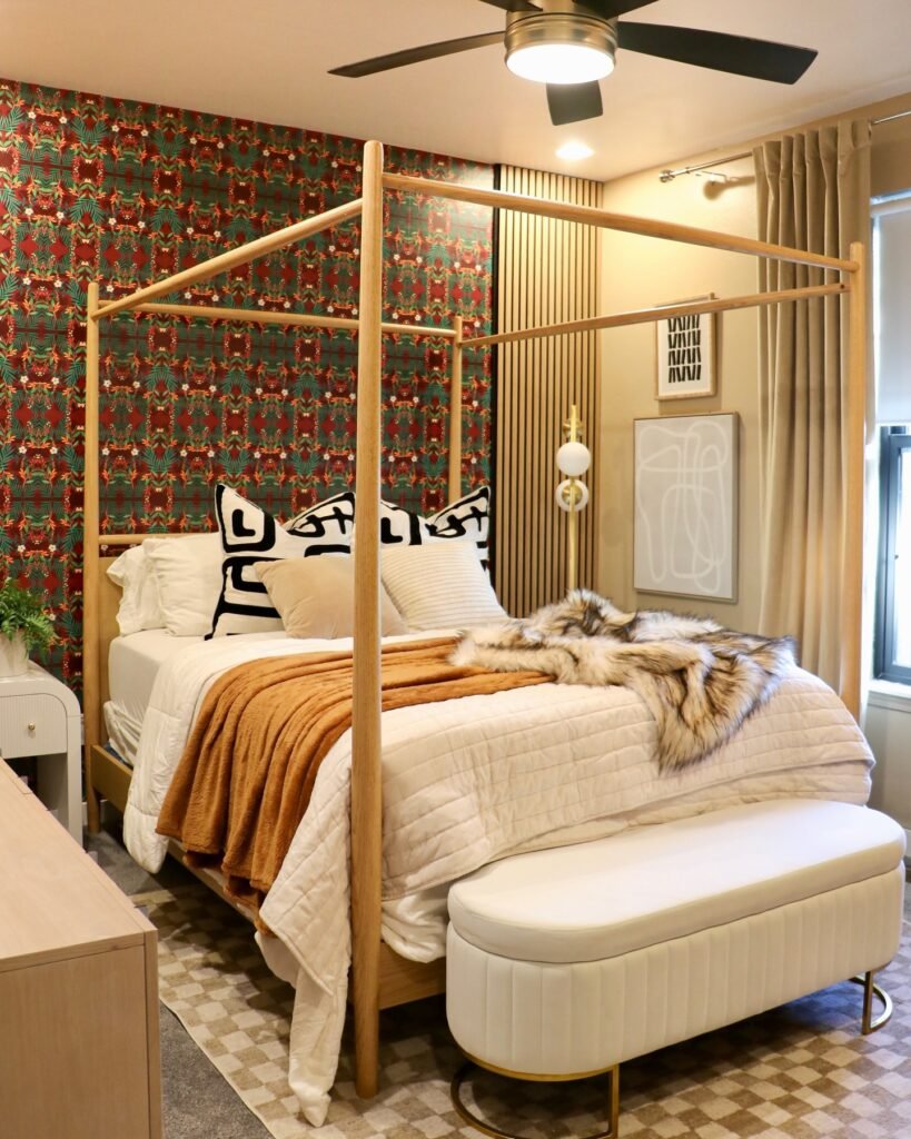 Modern Boho Glam Bedroom with Bold Accents

