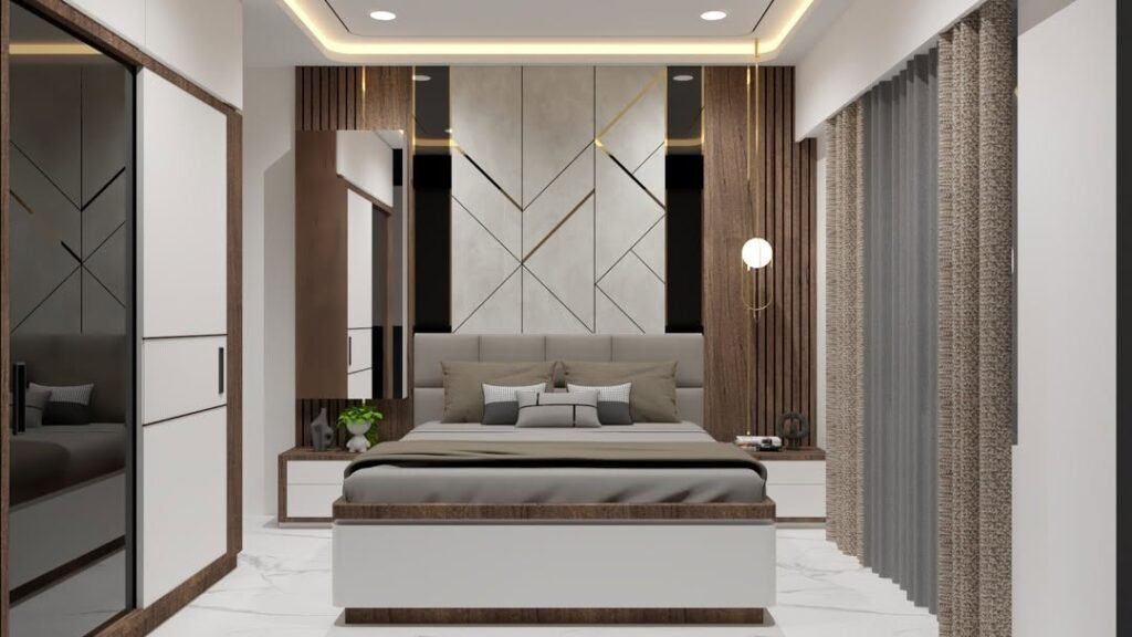 Modern Geometric Elegance in Bedroom Design
