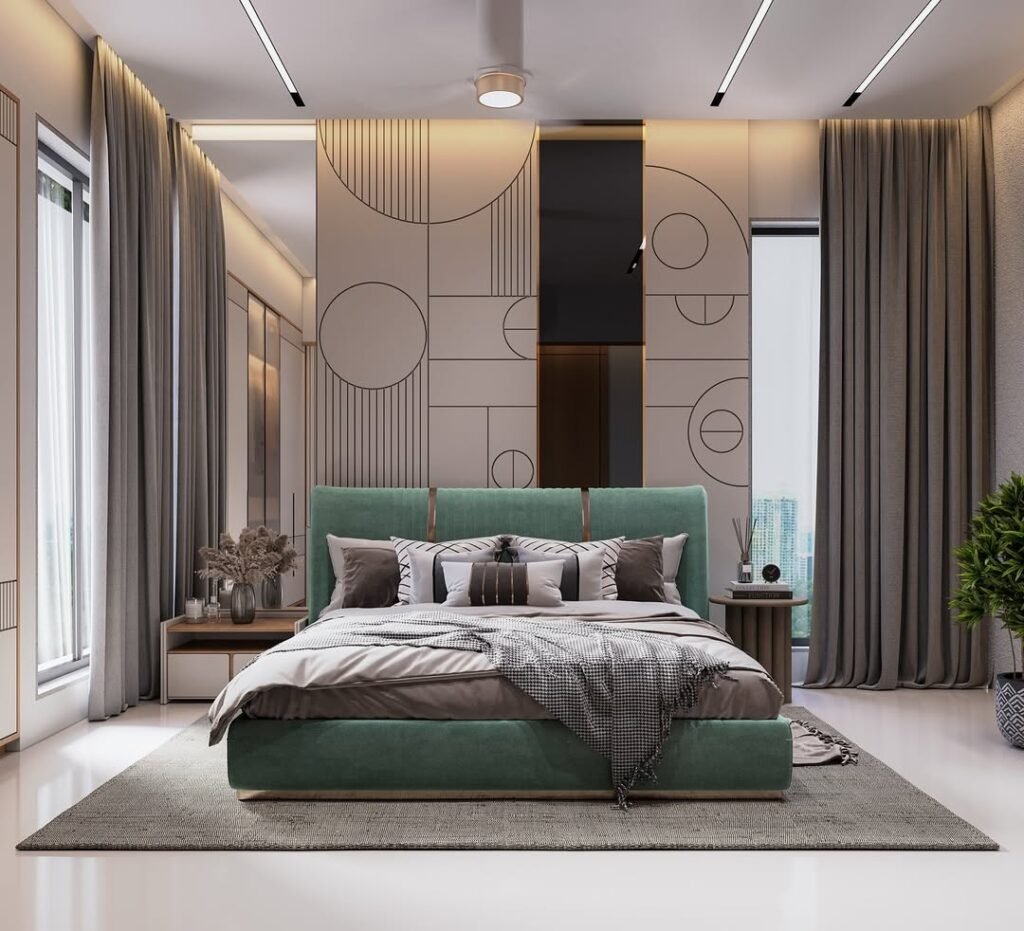 Modern Geometric Master Bedroom Design
