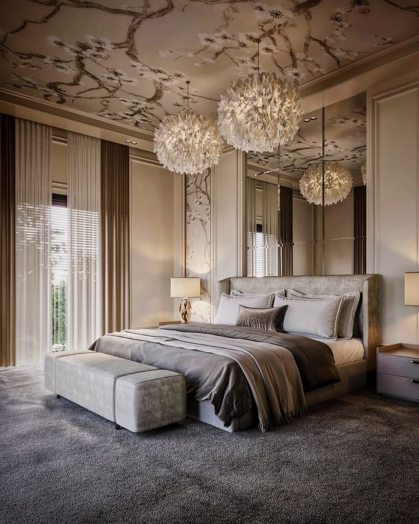 Modern Luxury Bedroom Ideas Nature-Inspired Elegance with a Dramatic Flair
