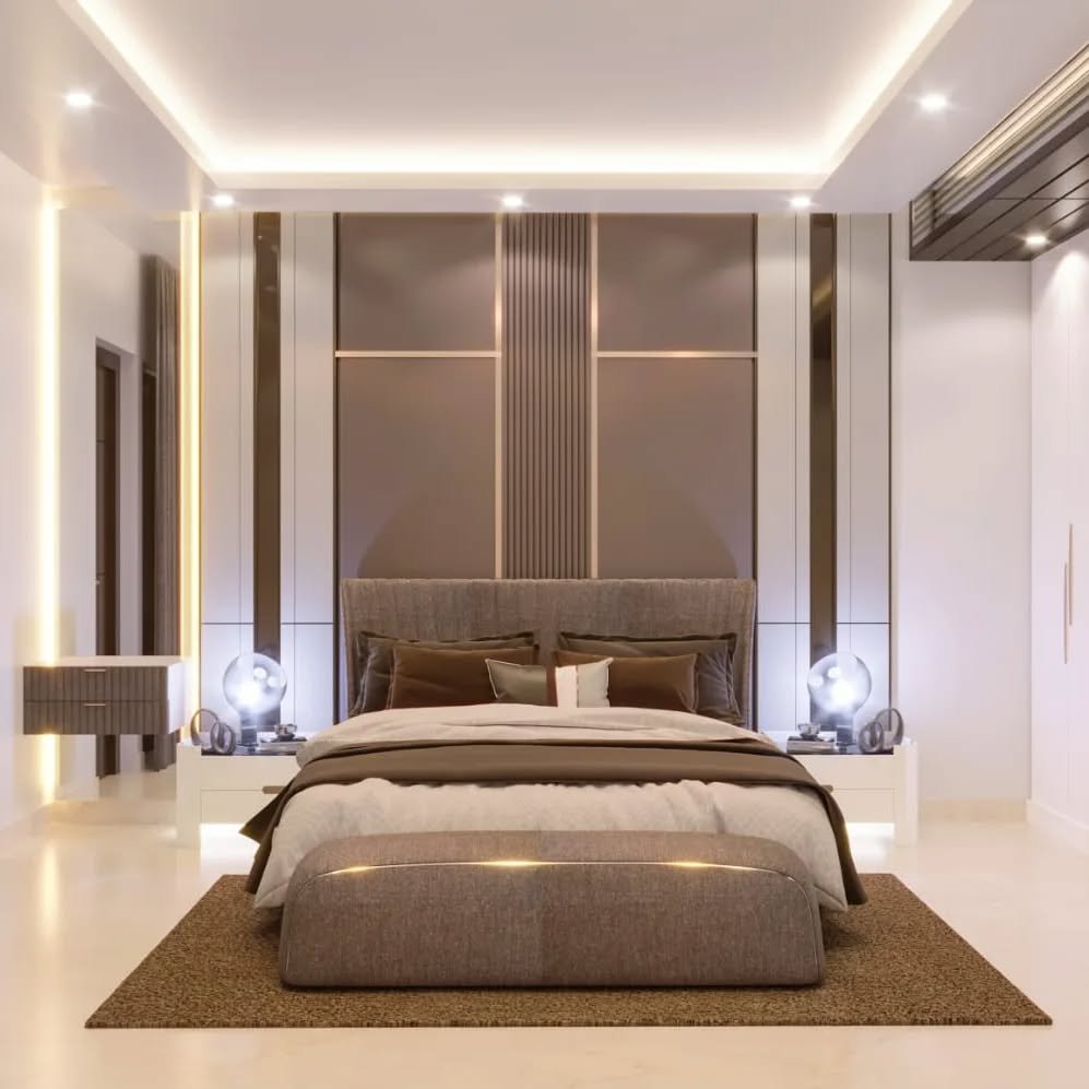 Modern Luxury Bedroom Ideas Sleek Symmetry with Warm Accents
