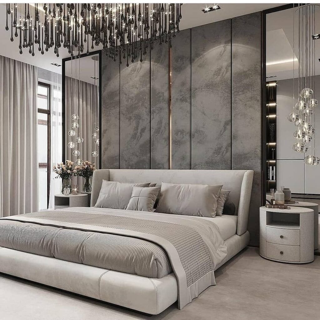 Modern Luxury Bedroom with Dramatic Elegance
