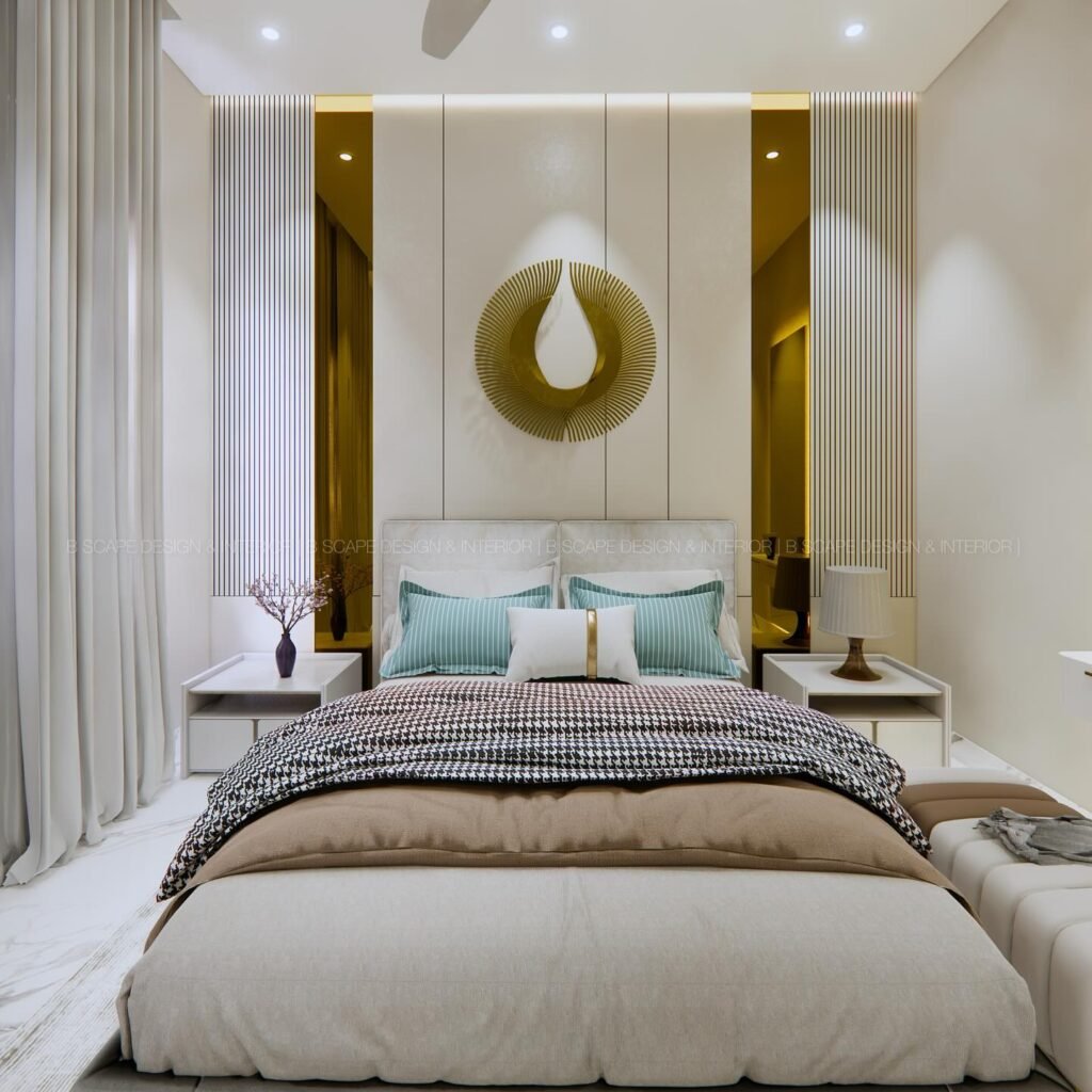 Modern Luxury Bedroom with Elegant Gold Accents

