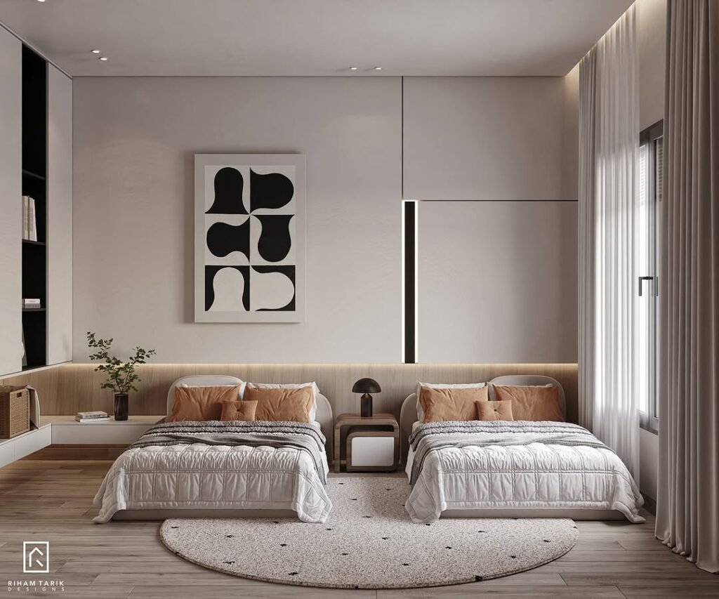 Modern Minimalist Twin Bedroom A Cozy and Elegant Retreat
