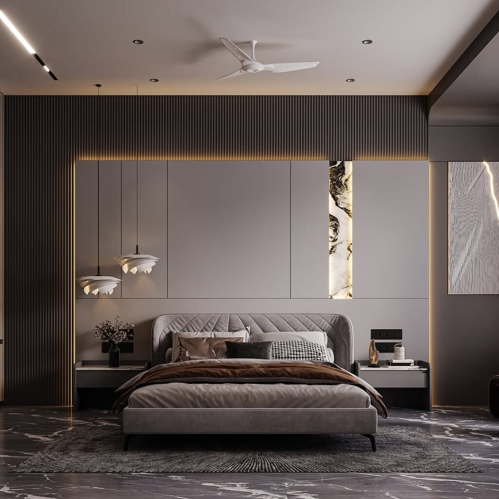 Modern Sophistication in a Traditional Master Bedroom