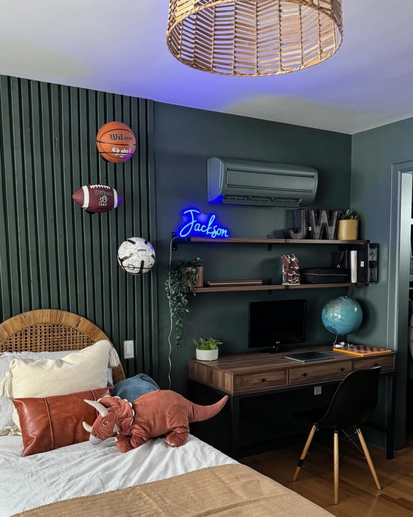 Modern Sports-Themed Boys' Bedroom
